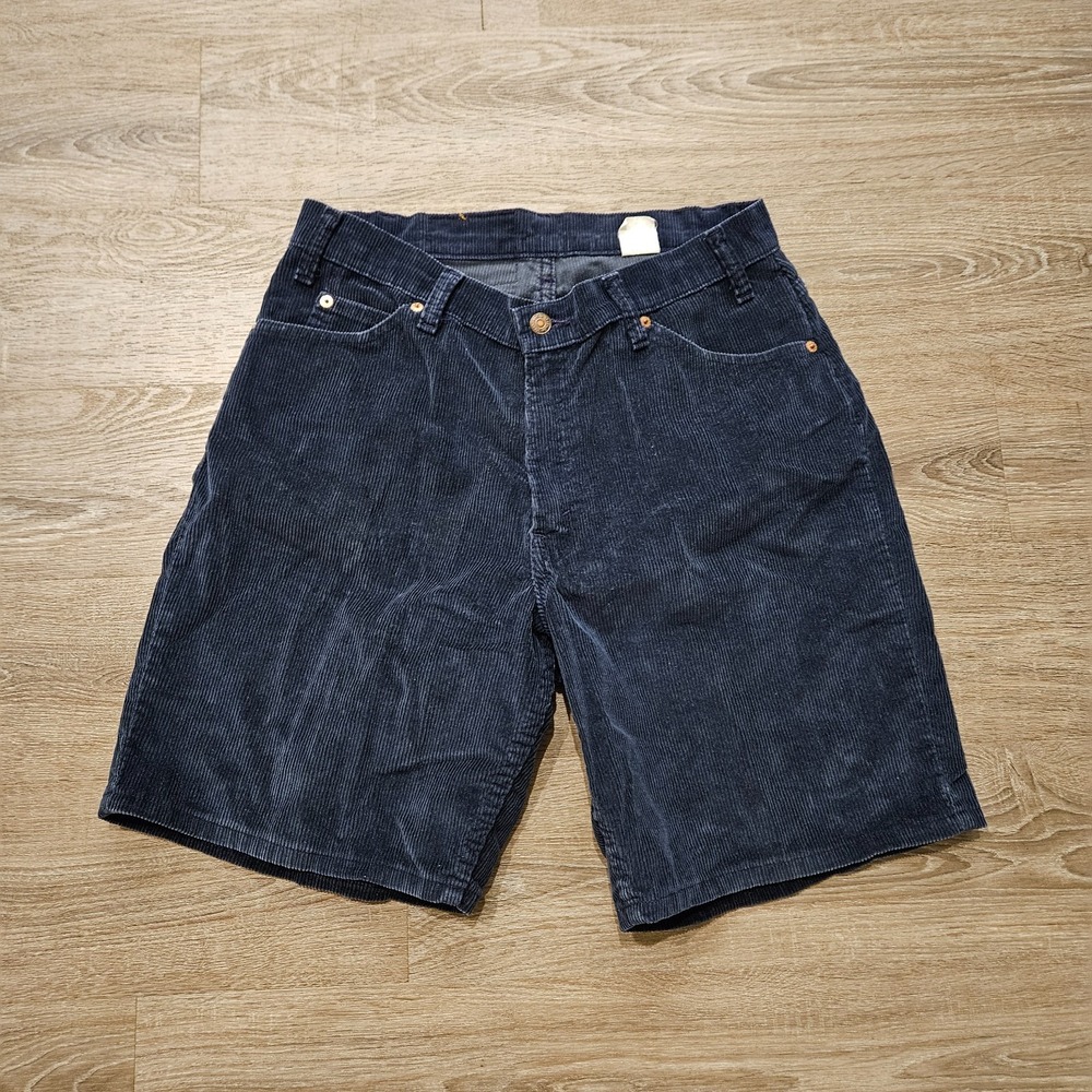 Vintage Levis 560 Corduroy Shorts Mens 32 Navy Orange Tab 8in Loose Fit 90s